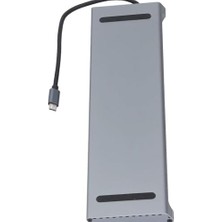 Maxi Trendy Usb-C 12IN1 Hub Çoklayıcı Adaptör MacBook ile Uyumlu Çift HDMI VGA RJ45 Ethernet USB 3.0 Sd Tf Kart Okuyucu Pd Şarj Dock Station