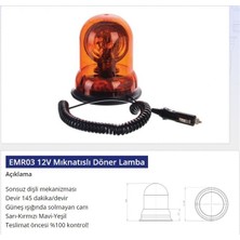 Universal 12V Mıknatıslı Döner Lamba Sarı