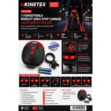 BURADABULDUN 7 Fonksiyonlu Lazer Şerit Bisiklet Arka Stop Lambası | 5 Led, 2 Lazer, Su Geçirmez, 260° Görünürlük