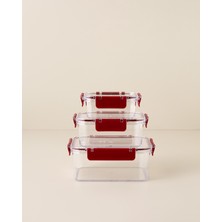English Home Ador Plastik 3'lü Saklama Kabı 375-800-1700 ml Bordo