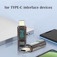 Maxi Trendy Usb-C Güç Ölçer LED Ekranlı Adaptör 240W Pd 3.1 Hızlı Şarj 40GBPS Veri 8k Video Destekli Type-C Erkek Dişi Dönüştürücü Voltaj Akım Watt Test Cihazı Tak Çalıştır Kompakt Tasarım | ZR1141