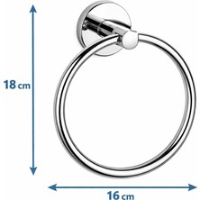 Maxi Trendy Yuvarlak Havlu Halkası Krom Kaplama, Duvara Monte Yuvarlak Banyo Havluluk, Dayanıklı Metal El Havlusu Askısı, Modern Parlak Krom Tasarım, Paslanmaya Dayanıklı Banyo Aksesuarı