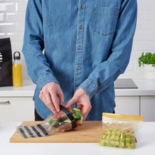 Maxi Trendy Kilitlenebilir Buzdolabı Poşeti Meridyendukkan Siyah-Sarı 60 Adet Geometrik Desen