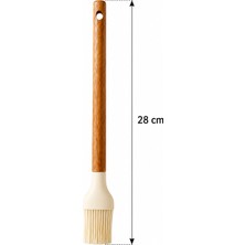 Kea Ev Eşyaları Premium Ahşap Saplı Silikon Mutfak Fırçası 28 cm - Hamur, Yumurta ve Et Yağlama Fırçası