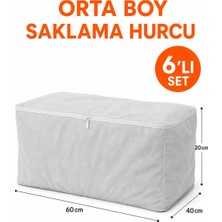 Arkhelais Hurç - Baza Altı Hurcu - Çekyat Hurcu - Bazaaltı Hurcu - 6’lı Set Gri Kumaş Saklama Kutusu Yatak Altı Düzenleyici Fermuarlı Hurç