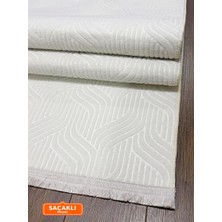 NarStore Home Elit Kabartmalı Krem Saçaklı Yıkanabilir Kaymaz Taban Kesme Yolluk Salon Mutfak Oturma Odası Halı