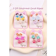 The Littles Kids Prenses Figürlü Karışık Renk ve Model Sıkıştırmalı Bijuteri Kız Çocuk Küpe - 2 Çift