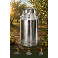 Favo Agro Paslanmaz Çelik Zeytinyağı Güğümü - Musluklu - Klips Kapaklı 50 Litre Gümüş Renk