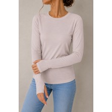 Ozk Uzun Kol Likralı Body Bej