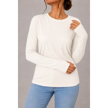 Ozk Uzun Kol Likralı Body Ekru