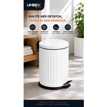 Umbex Plus 5 Lt Amortisörlü Beyaz Renkyavaş Kapanır Çöp Kovası Banyo ve Mutfaklarınızda Kullanıma Uygun  Iç Kovalı