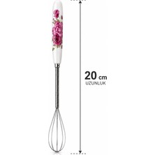 Kea Ev Eşyaları Porselen Saplı Mini Çırpıcı 20 cm Paslanmaz Çelik Yumurta Çırpma Teli Kahve Sos Krema Çırpıcısı
