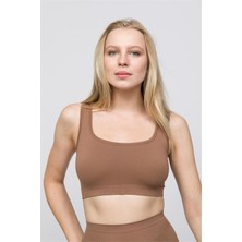 Obje Kadın Bronz Kahve Fitilli Kısa Sporcu Crop