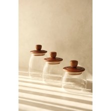 Dekorz Dükkan Trio 3lü Akasya Vakum Kapaklı Kavanoz Seti (500ML+750ML+950ML)