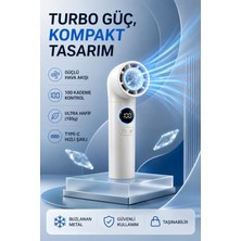 Tarçın Y19S Turbo Fan Şarjlı Mini Vantilatör 199 Kademeli Dijital Göstergeli Sessiz El Fanı