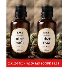 E.M.S 2 x 100 ml Hint Yağı % 100 Saf Soğuk Pres Doğal Hint Yağı.