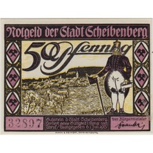 Banknoting Almanya 50 Pfennig 1921 Notgeld-Scheibenberg Şehri. Çil.