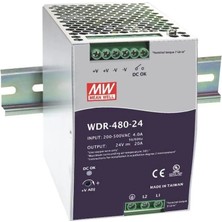 Mean Well MEANWELL WDR-480-24 24V 20.0A Ray Tipi Güç Kaynağı