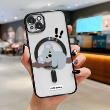HONTINGA iPhone 15 Plus ile Uyumlu Şeffaf Magsafe Wireless Kılıfı Düşüme Önleyici Basitlik Anti Düşme Kamera Korumali Koala Desen Yumuşak Silikon Telefon Kılıfı Kadın ve Erkek Için Uygundur K7-2077