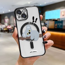 HONTINGA iPhone 15 ile Uyumlu Şeffaf Magsafe Wireless Kılıfı Düşüme Önleyici Basitlik Anti Düşme Kamera Korumali Koala Desen Yumuşak Silikon Telefon Kılıfı Kadın ve Erkek Için Uygundur K7-2077