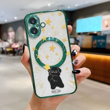 HONTINGA iPhone 16 ile Uyumlu Şeffaf Magsafe Wireless Kılıfı Düşüme Önleyici Basitlik Anti Düşme Kamera Korumali Yaratıcı Desen Yumuşak Silikon Telefon Kılıfı Kadın ve Erkek Için Uygundur K7-2075