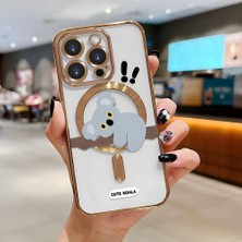 HONTINGA iPhone 15 Pro ile Uyumlu Şeffaf Magsafe Wireless Kılıfı Düşüme Önleyici Basitlik Anti Düşme Kamera Korumali Koala Desen Yumuşak Silikon Telefon Kılıfı Kadın ve Erkek Için Uygundur K7-2077