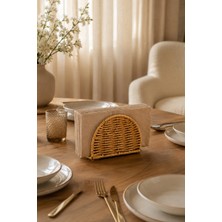 Porsima DHZ07304 Dekoratif Doğal Hasır Masa Üstü Havlu Kağıtlık Peçetelik 15X12X5,5CM