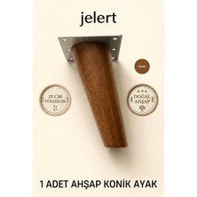 Jelert Konik Masif Gürgen Mobilya Ayağı 15 Cm, Metal Montaj Aparatlı, Robot Süpürge Uyumlu Koltuk Kanepe Tv Ünitesi Baza Yükseltme Ayağı (Ceviz), Tekli