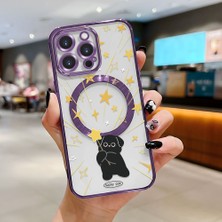 HONTINGA iPhone 15 Pro Max ile Uyumlu Şeffaf Magsafe Wireless Kılıfı Düşüme Önleyici Basitlik Anti Düşme Kamera Korumali Yaratıcı Desen Yumuşak Silikon Telefon Kılıfı Kadın ve Erkek Için Uygundur K7-2075