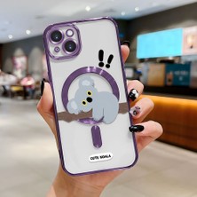 HONTINGA iPhone 15 Plus ile Uyumlu Şeffaf Magsafe Wireless Kılıfı Düşüme Önleyici Basitlik Anti Düşme Kamera Korumali Koala Desen Yumuşak Silikon Telefon Kılıfı Kadın ve Erkek Için Uygundur K7-2077