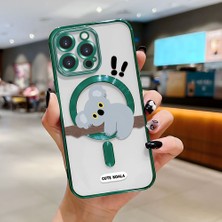 HONTINGA iPhone 15 Pro Max ile Uyumlu Şeffaf Magsafe Wireless Kılıfı Düşüme Önleyici Basitlik Anti Düşme Kamera Korumali Koala Desen Yumuşak Silikon Telefon Kılıfı Kadın ve Erkek Için Uygundur K7-2077