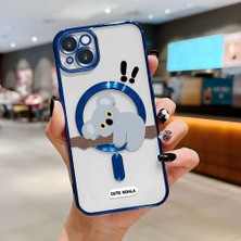 HONTINGA iPhone 14 Plus ile Uyumlu Şeffaf Magsafe Wireless Kılıfı Düşüme Önleyici Basitlik Anti Düşme Kamera Korumali Koala Desen Yumuşak Silikon Telefon Kılıfı Kadın ve Erkek Için Uygundur K7-2077