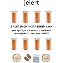 Jelert Bohem Masif Gürgen 20 cm Mobilya Yükseltme Ayağı – 8'li, Ceviz - Robot Süpürge Uyumlu 1. Sınıf Gürgen Ağacı, Kanepe Berjer Koltuk Tv Ünitesi Yükseltici Ayak