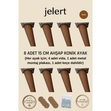 Jelert Konik Masif Gürgen Mobilya Ayağı 15 cm – Metal Montaj Aparatlı, Robot Süpürge Uyumlu Koltuk Kanepe Tv Ünitesi Baza Yükseltme Ayağı (Ceviz) 8'li