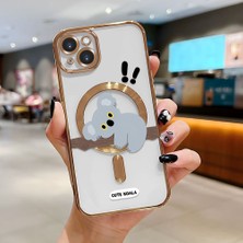 HONTINGA iPhone 15 Plus ile Uyumlu Şeffaf Magsafe Wireless Kılıfı Düşüme Önleyici Basitlik Anti Düşme Kamera Korumali Koala Desen Yumuşak Silikon Telefon Kılıfı Kadın ve Erkek Için Uygundur K7-2077