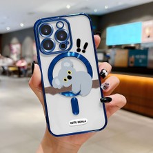 HONTINGA iPhone 15 Pro ile Uyumlu Şeffaf Magsafe Wireless Kılıfı Düşüme Önleyici Basitlik Anti Düşme Kamera Korumali Koala Desen Yumuşak Silikon Telefon Kılıfı Kadın ve Erkek Için Uygundur K7-2077
