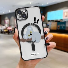 HONTINGA iPhone 14 Plus ile Uyumlu Şeffaf Magsafe Wireless Kılıfı Düşüme Önleyici Basitlik Anti Düşme Kamera Korumali Koala Desen Yumuşak Silikon Telefon Kılıfı Kadın ve Erkek Için Uygundur K7-2077