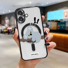 HONTINGA iPhone 16 ile Uyumlu Şeffaf Magsafe Wireless Kılıfı Düşüme Önleyici Basitlik Anti Düşme Kamera Korumali Koala Desen Yumuşak Silikon Telefon Kılıfı Kadın ve Erkek Için Uygundur K7-2077