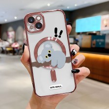 HONTINGA iPhone 14 Plus ile Uyumlu Şeffaf Magsafe Wireless Kılıfı Düşüme Önleyici Basitlik Anti Düşme Kamera Korumali Koala Desen Yumuşak Silikon Telefon Kılıfı Kadın ve Erkek Için Uygundur K7-2077