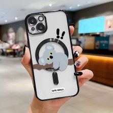 HONTINGA iPhone 14 ile Uyumlu Şeffaf Magsafe Wireless Kılıfı Düşüme Önleyici Basitlik Anti Düşme Kamera Korumali Koala Desen Yumuşak Silikon Telefon Kılıfı Kadın ve Erkek Için Uygundur K7-2077