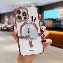 HONTINGA iPhone 15 Pro Max ile Uyumlu Şeffaf Magsafe Wireless Kılıfı Düşüme Önleyici Basitlik Anti Düşme Kamera Korumali Koala Desen Yumuşak Silikon Telefon Kılıfı Kadın ve Erkek Için Uygundur K7-2077