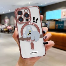 HONTINGA iPhone 15 Pro ile Uyumlu Şeffaf Magsafe Wireless Kılıfı Düşüme Önleyici Basitlik Anti Düşme Kamera Korumali Koala Desen Yumuşak Silikon Telefon Kılıfı Kadın ve Erkek Için Uygundur K7-2077