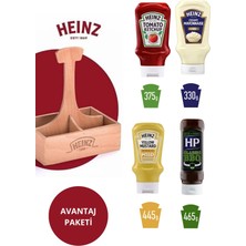 Heinz Ahşap Sosluk Hediye Paketi (Ketçap 375 G, Mayonez 330G, Hardal 445 G, Hp Barbekü Sos 465 G)