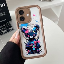 HONTINGA iPhone 16 Uyumlu Şeffaf Magsafe Wireless Köşe Düşüme Önleyici Basitlik Anti Düşme Kamera Korumali Ayı Deseni Silikon Telefon Kılıfı K7-0068