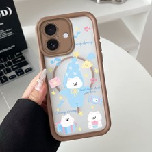 HONTINGA iPhone 16 Uyumlu Şeffaf Magsafe Wireless Köşe Düşüme Önleyici Basitlik Anti Düşme Kamera Korumali Yaratıcı Deseni Silikon Telefon Kılıfı K7-0070