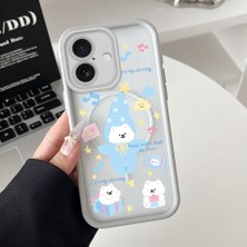 HONTINGA iPhone 16 Uyumlu Şeffaf Magsafe Wireless Köşe Düşüme Önleyici Basitlik Anti Düşme Kamera Korumali Yaratıcı Deseni Silikon Telefon Kılıfı K7-0070
