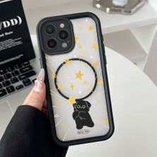 HONTINGA iPhone 15 Pro Max Uyumlu Şeffaf Magsafe Wireless Köşe Düşüme Önleyici Basitlik Anti Düşme Kamera Korumali Yaratıcı Deseni Silikon Telefon Kılıfı K7-0071