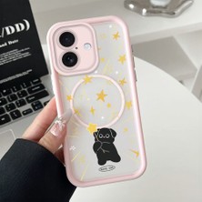 HONTINGA iPhone 16 Uyumlu Şeffaf Magsafe Wireless Köşe Düşüme Önleyici Basitlik Anti Düşme Kamera Korumali Yaratıcı Deseni Silikon Telefon Kılıfı K7-0071
