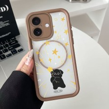 HONTINGA iPhone 16 Uyumlu Şeffaf Magsafe Wireless Köşe Düşüme Önleyici Basitlik Anti Düşme Kamera Korumali Yaratıcı Deseni Silikon Telefon Kılıfı K7-0071