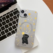 HONTINGA iPhone 15 ile Uyumlu Kılıfı Şeffaf Magsafe Wireless Düşüme Önleyici Basitlik Anti Düşme Kamera Korumali Yaratıcı Desen Silikon Telefon Kılıfı Kadın ve Erkek Için Uygundur K7-1064